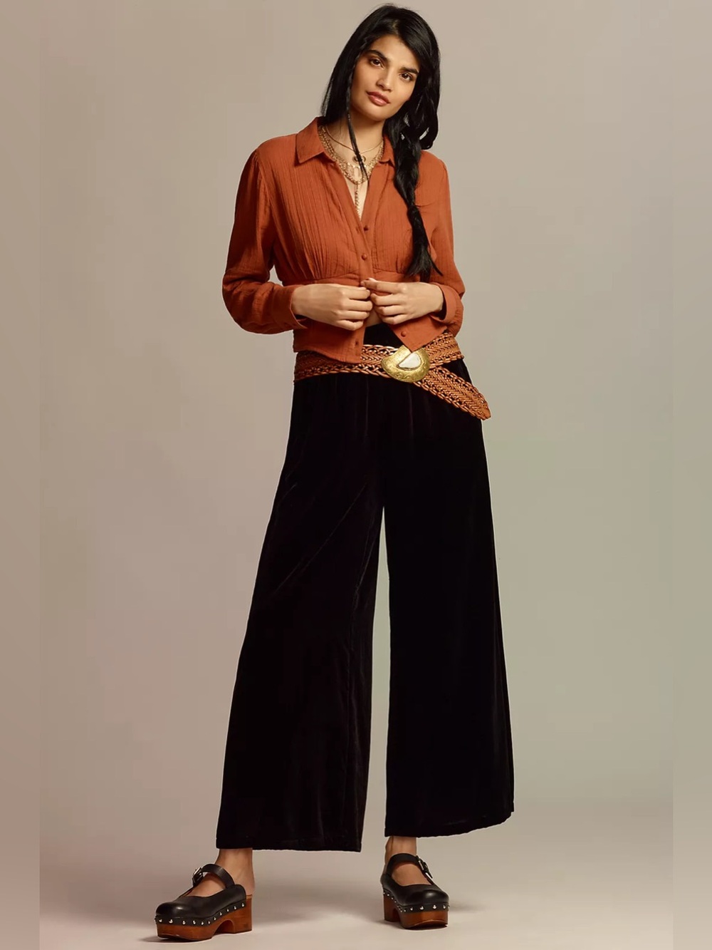 NWT Anthropologie Somerset Velvet Black Wide Leg Pants XS